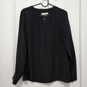 Silk 100% black long sleeve blouse
